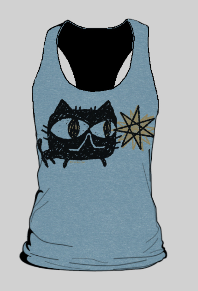 Flowy Tank - Star Cat - Denim Slub