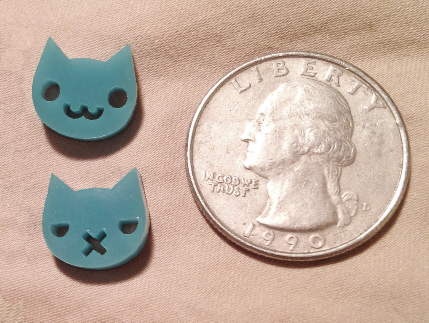 Black and White Grumpy Kitty / Happy Kitty Stud Earrings