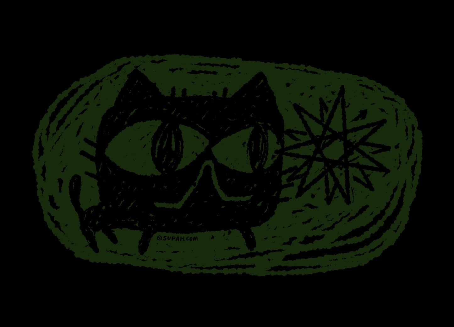 Tee - Star Cat - Glow In The Dark Vintage Black