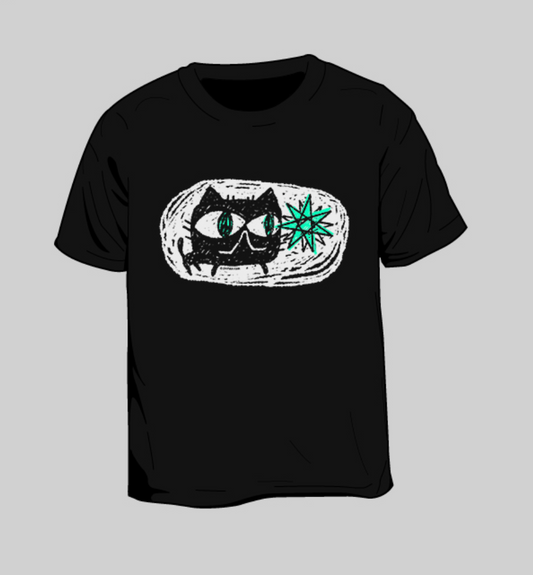 Kids Tee - Star Cat - Glow in the Dark on Black