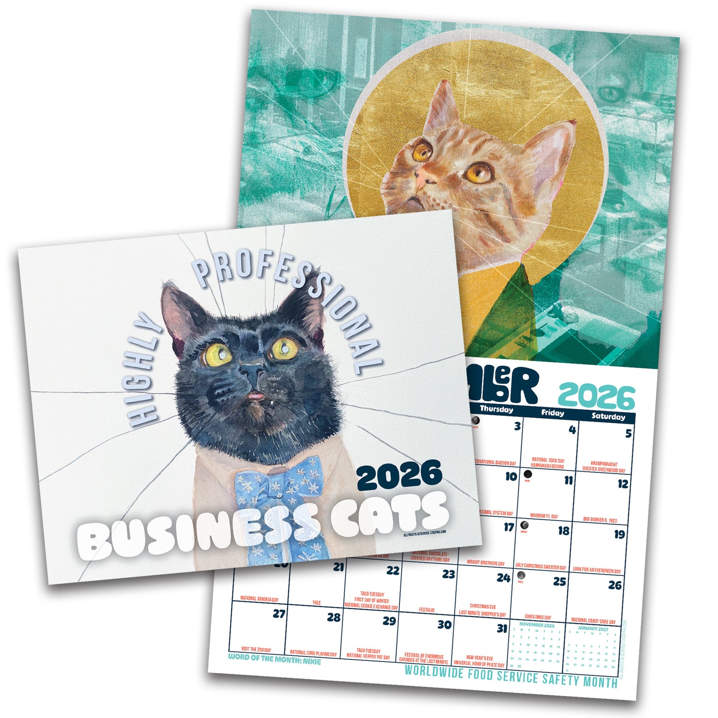 HIGHLY PROFESSIONAL BUSINESS CATS 2026 Wall Calendar