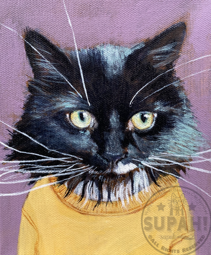 Giclée Print Cat Joey Longhaired Tuxedo